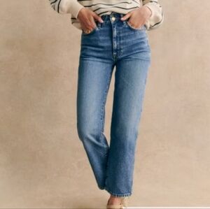 Sezane Straight Leg Jeans Blue Denim L'iconique Droit Trousers